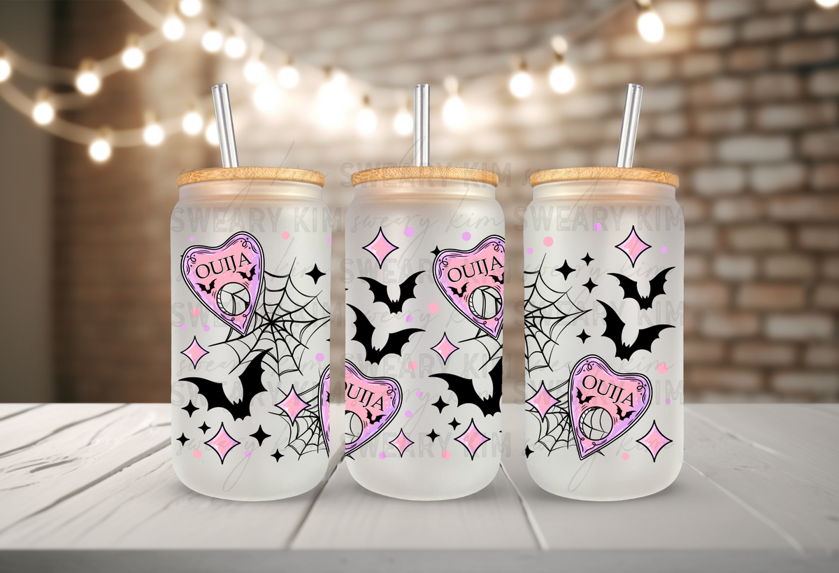 Ouija Planchette's UV Dtf 16oz glass can wrap