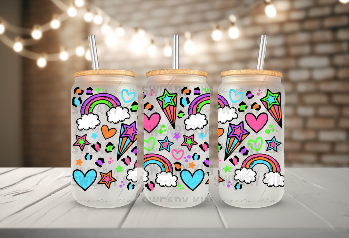 Exclusive Frankly Rainbows UV Dtf 16oz glass can wrap