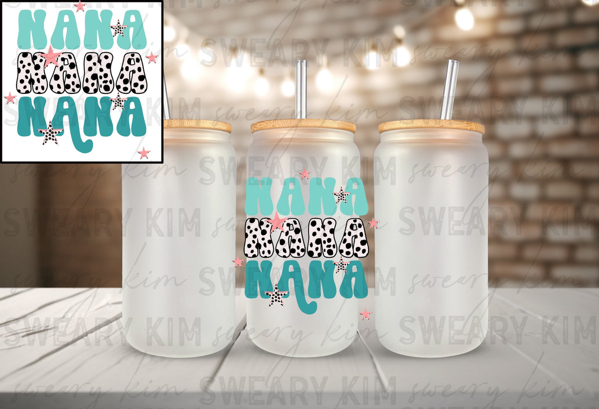 Cowprint Teal Nana UV Dtf Decal