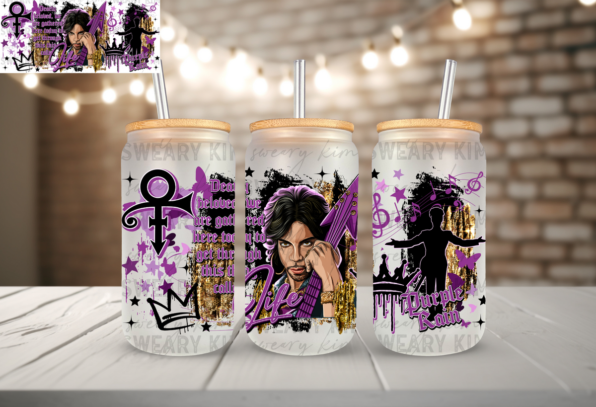 The Prince Of Purple UV Dtf 16oz glass can wrap