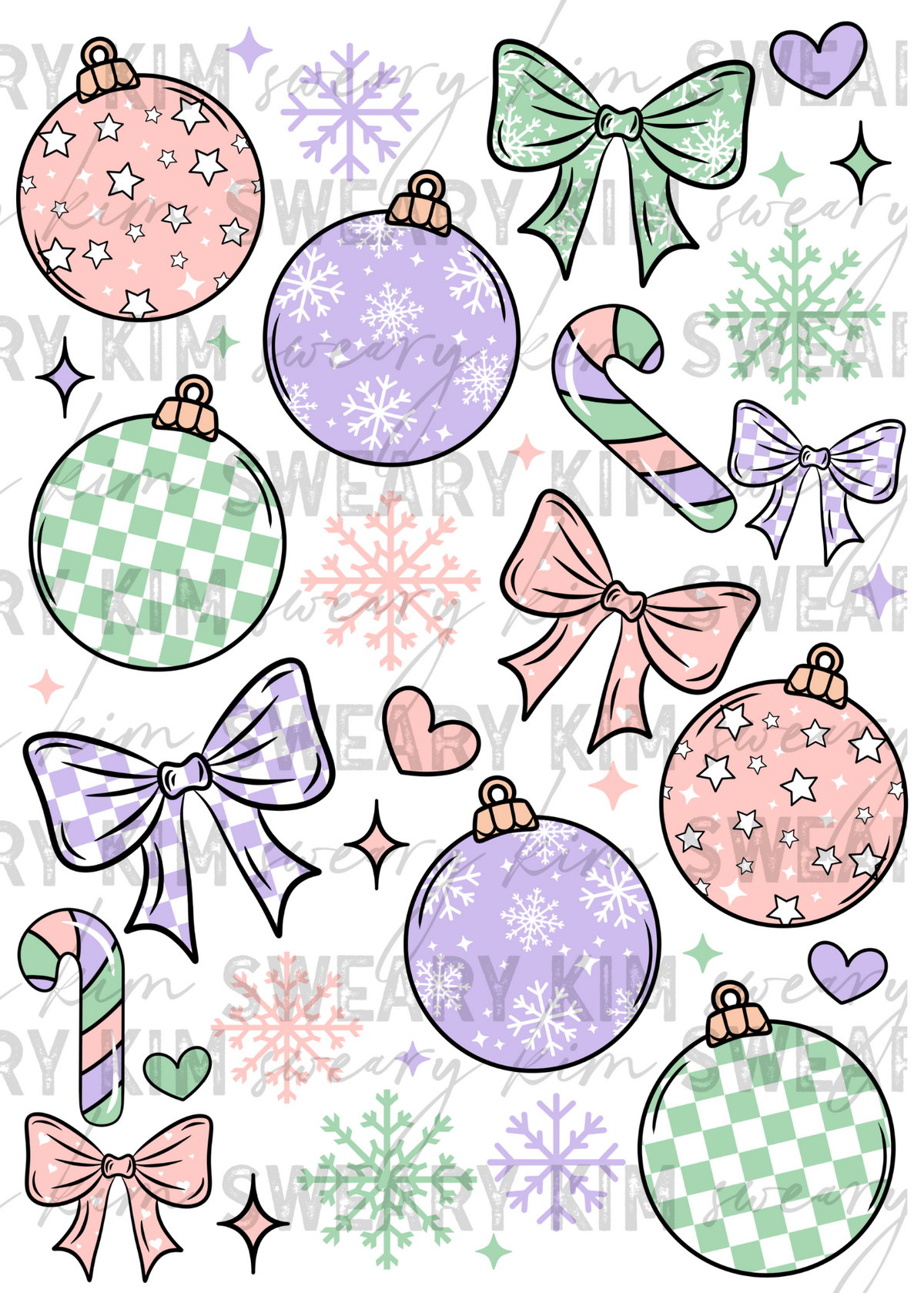 Exclusive Pastel Patterned Ornaments UV Dtf Element Sheet
