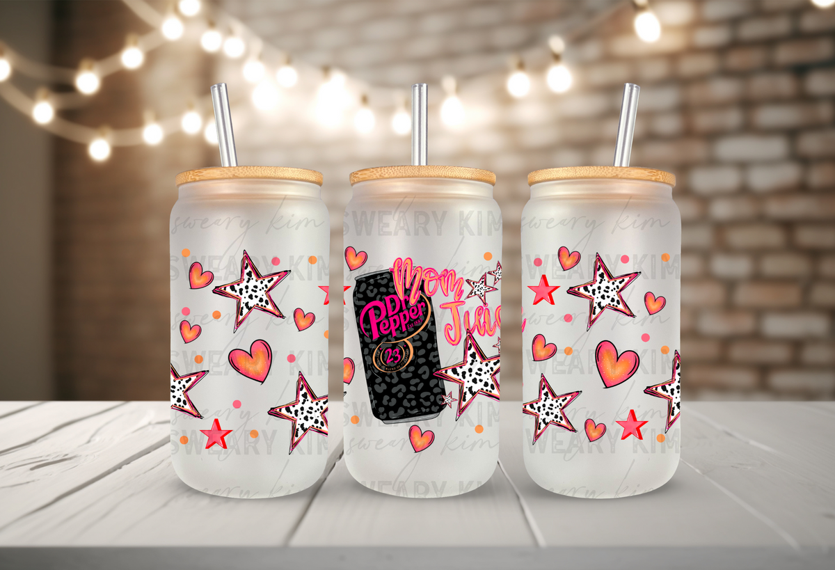 Peppy Mom Juice UV Dtf 16oz glass can wrap
