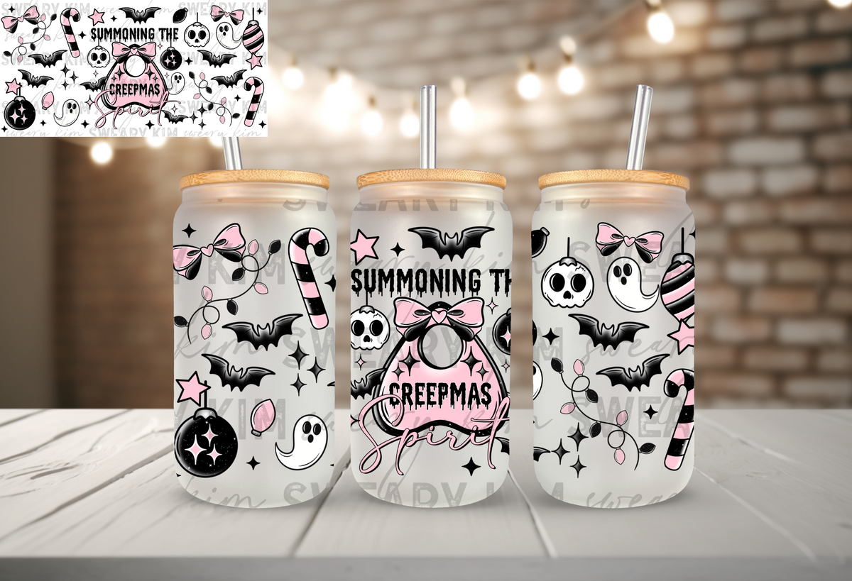 Exclusive Creepmas Spirit UV Dtf 16oz glass can wrap