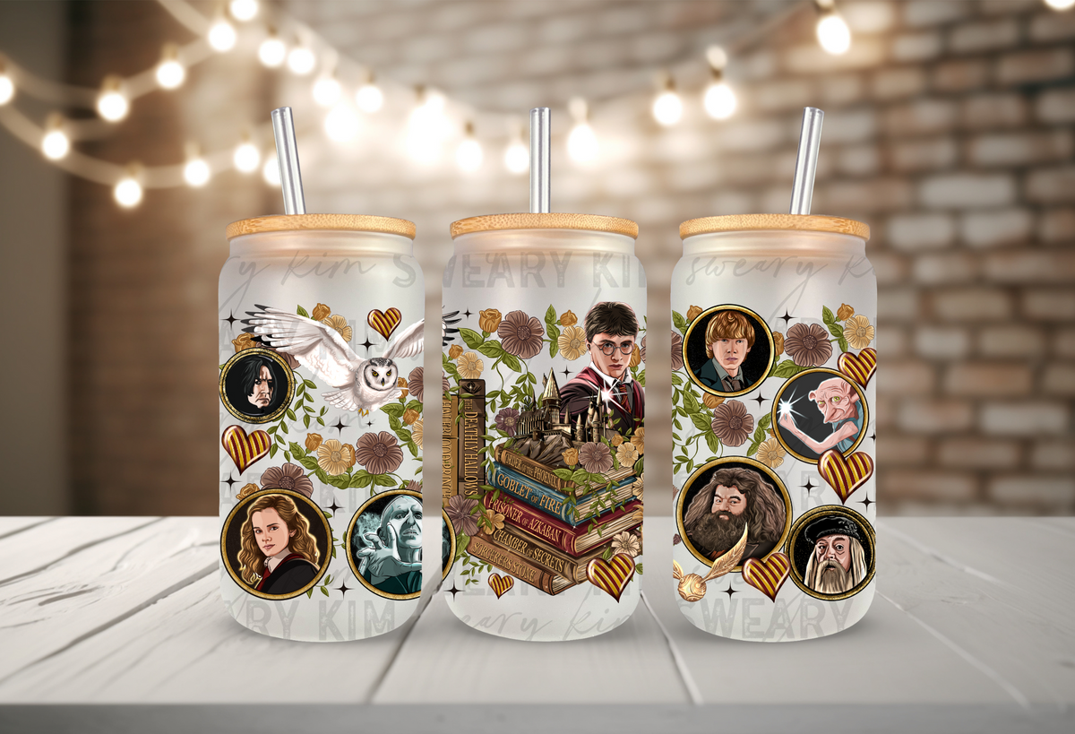 Wizardly Magic UV Dtf 16oz glass can wrap