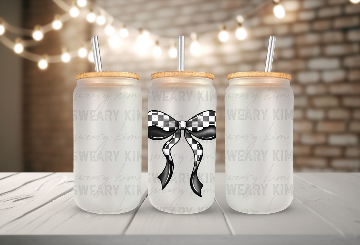 Checkered Bow UV Dtf Decal