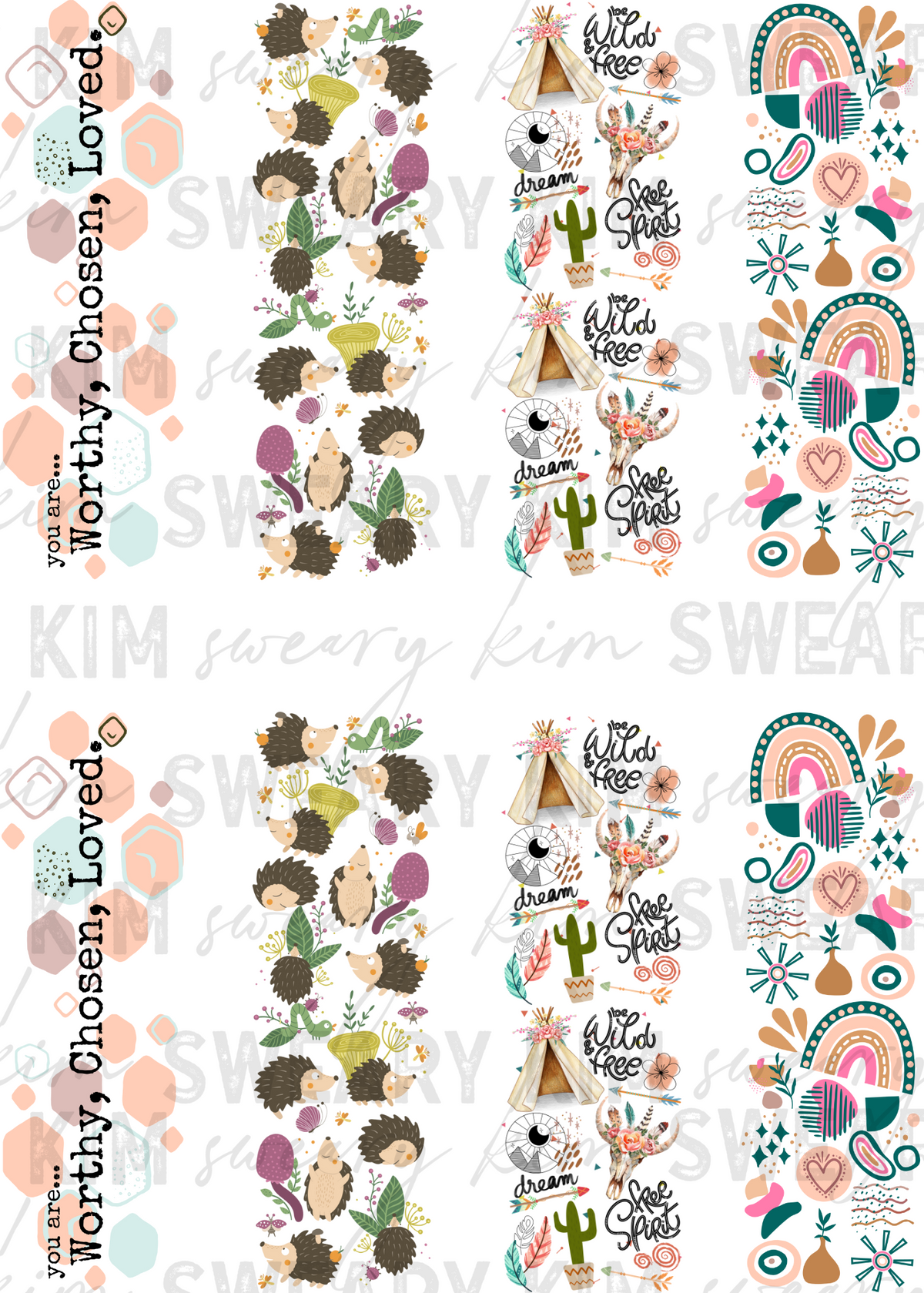 Boho Pen Wraps UV Dtf Element Sheet