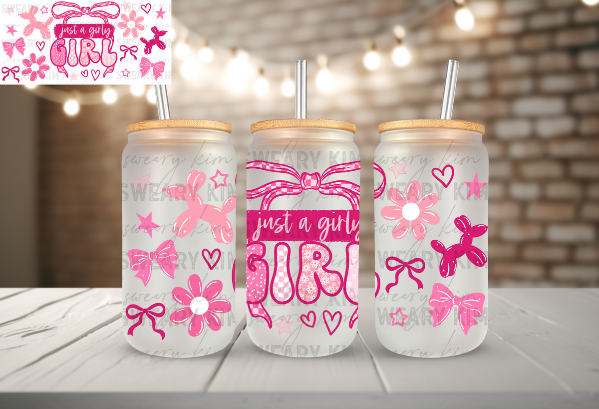 Exclusive Girly Girl Balloon Dogs UV Dtf 16oz glass can wrap