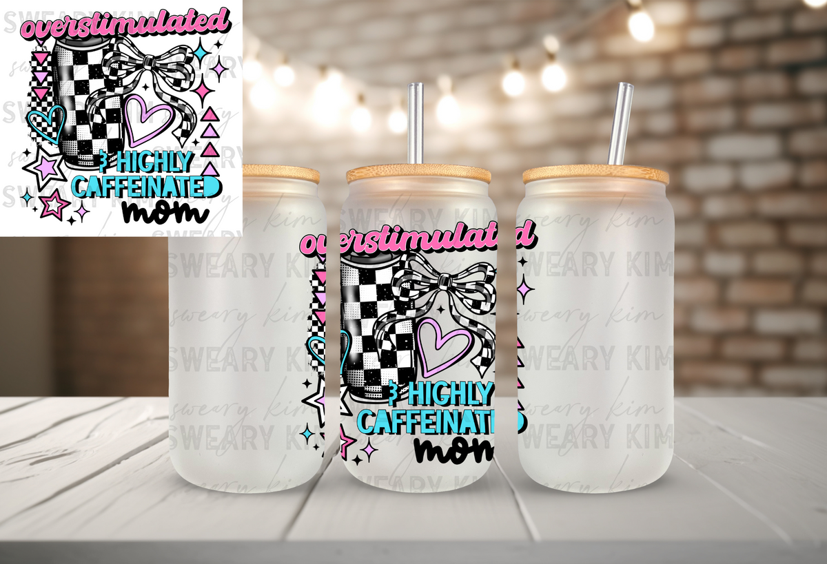 Retro Overstimulated & Caffeinated Mom UV Dtf Decal
