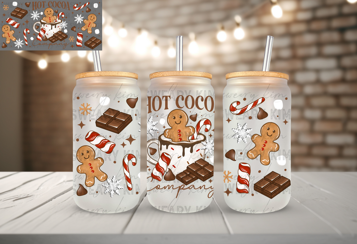 Hot Cocoa Company UV Dtf 16oz glass can wrap