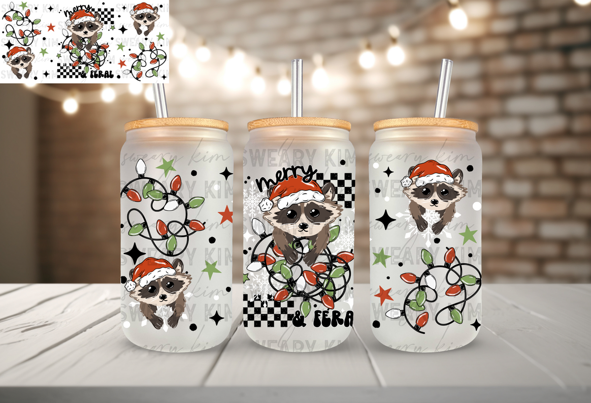 Merry & Feral UV Dtf 16oz glass can wrap