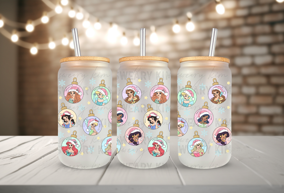 Princess Ornaments UV Dtf 16oz glass can wrap