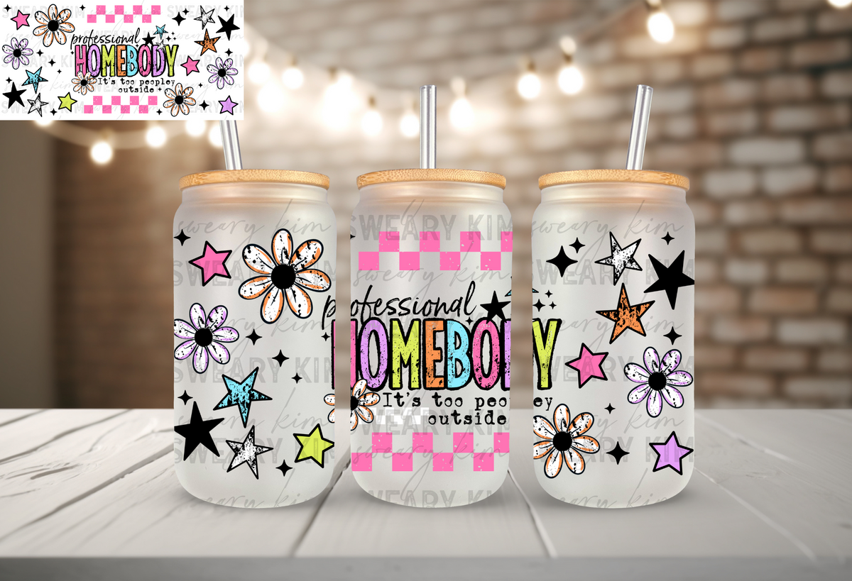 Professional Homebody UV Dtf 16oz glass can wrap