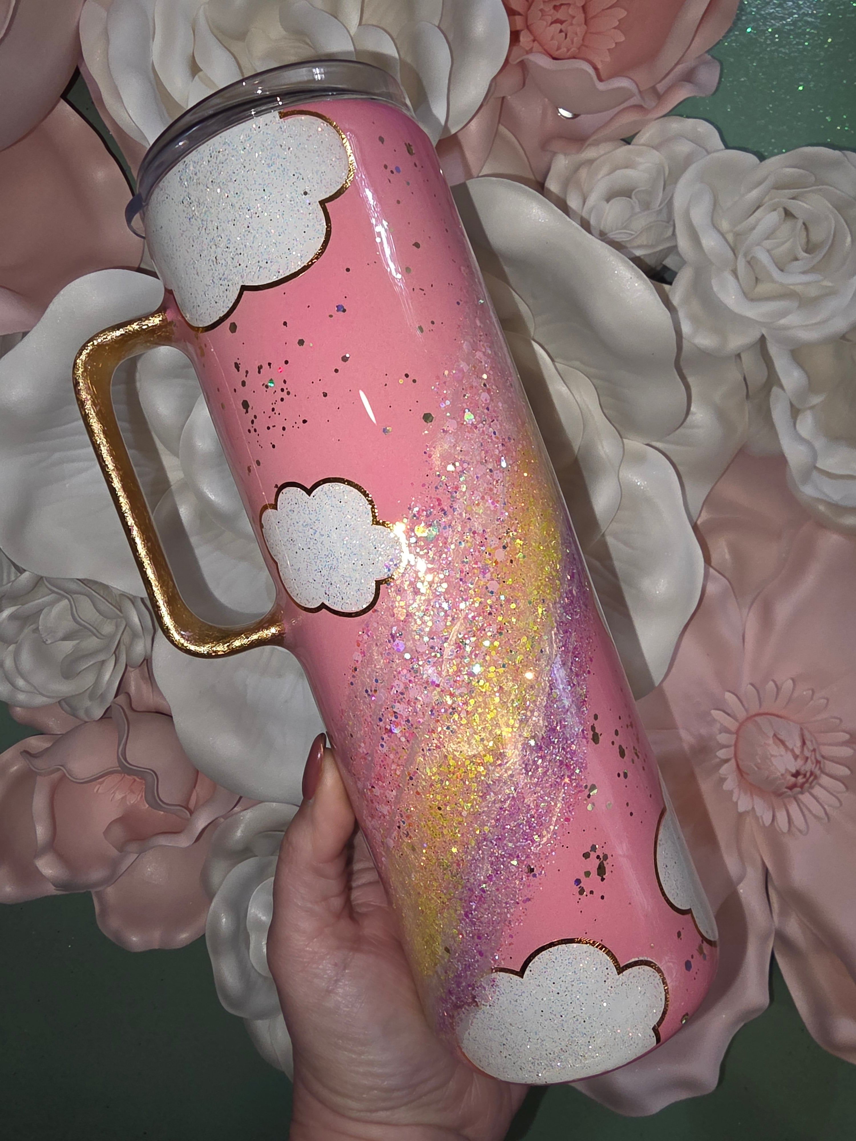 30oz Pink Rainbow Cloud Glitter Epoxy Tumbler – Sweary Kim