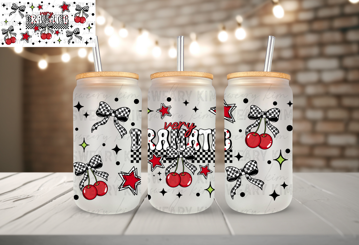 Retro Very Dramatic UV Dtf 16oz glass can wrap