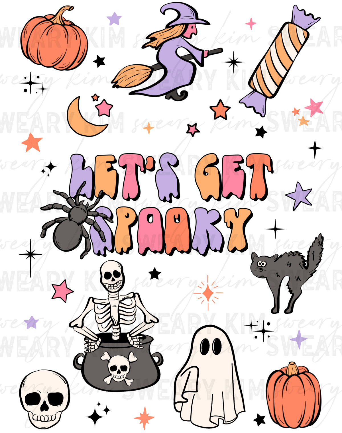 Let's Get Spooky Exclusive UV Dtf Element Sheet 7.5inx10.5in