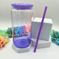 16oz Ombré Jelly Glass Can w/ Matching Lid & Straw