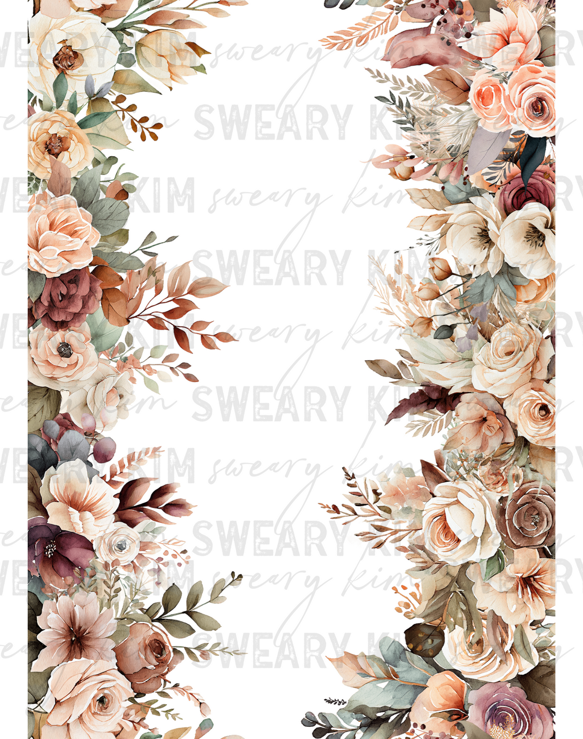 Boho Rose Floral Borders UV Dtf Element Sheet