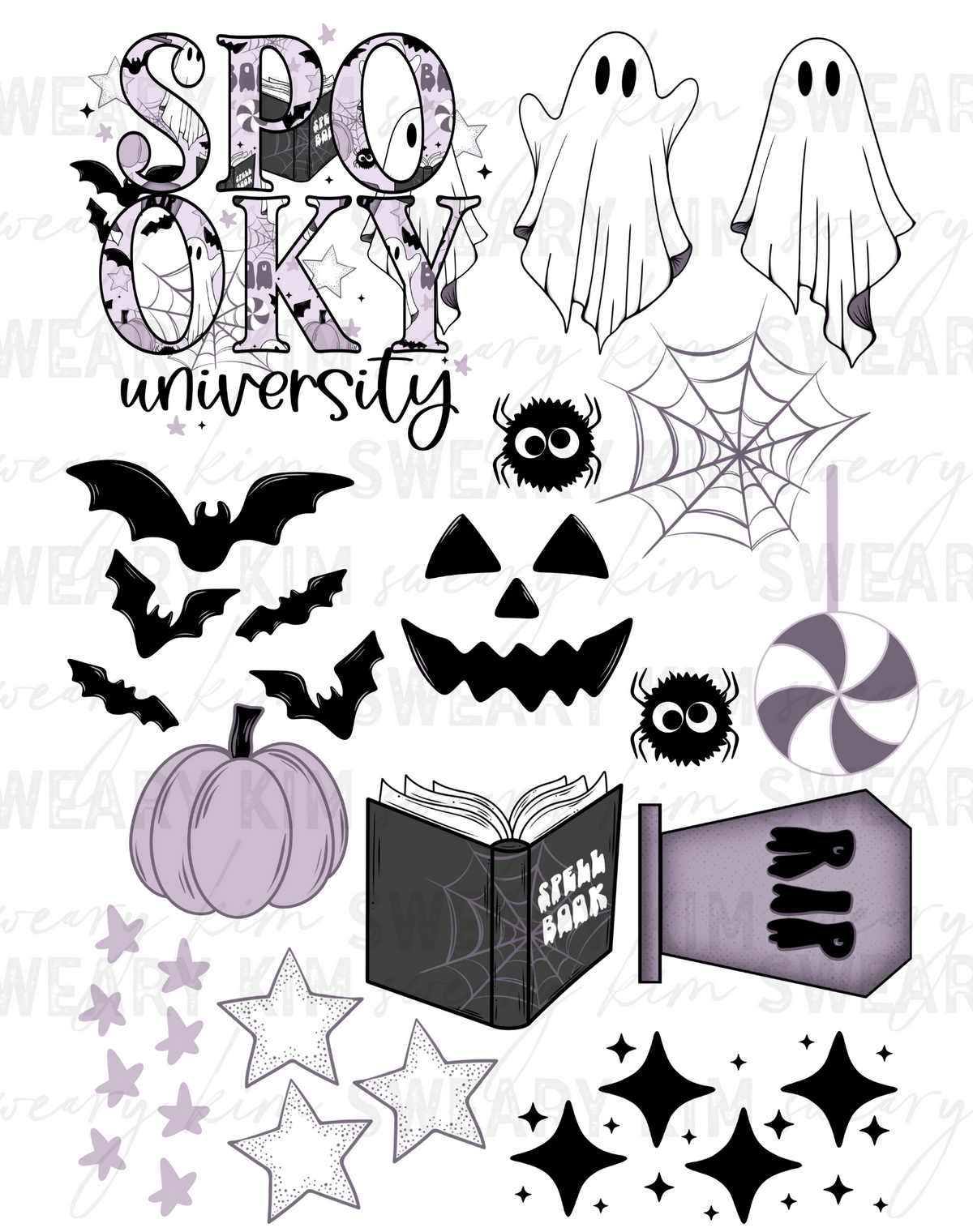 Spooky University Ghosties UV Dtf Element Sheet