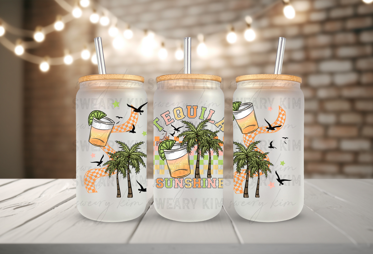 Tequila Sunshine UV Dtf 16oz glass can wrap