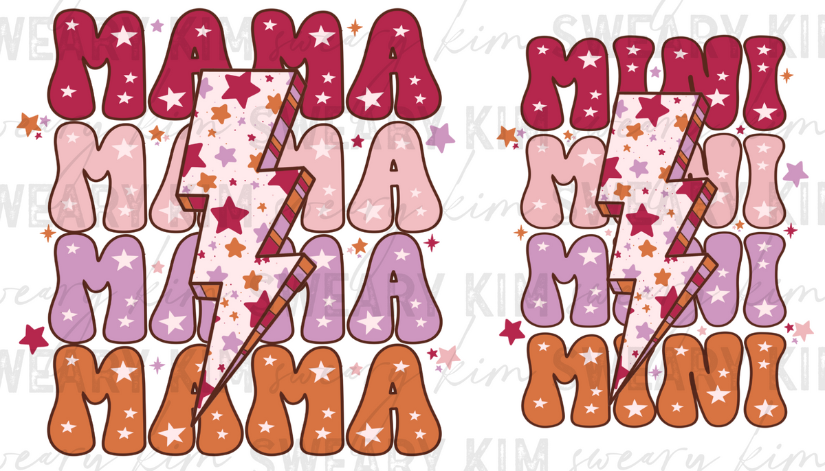 Mama Mini Retro Star Set UV Dtf Decal