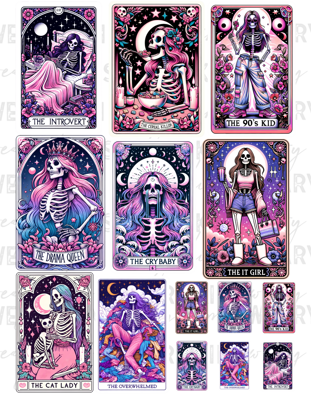 The It Girl Tarot Cards UV Dtf Element Sheet
