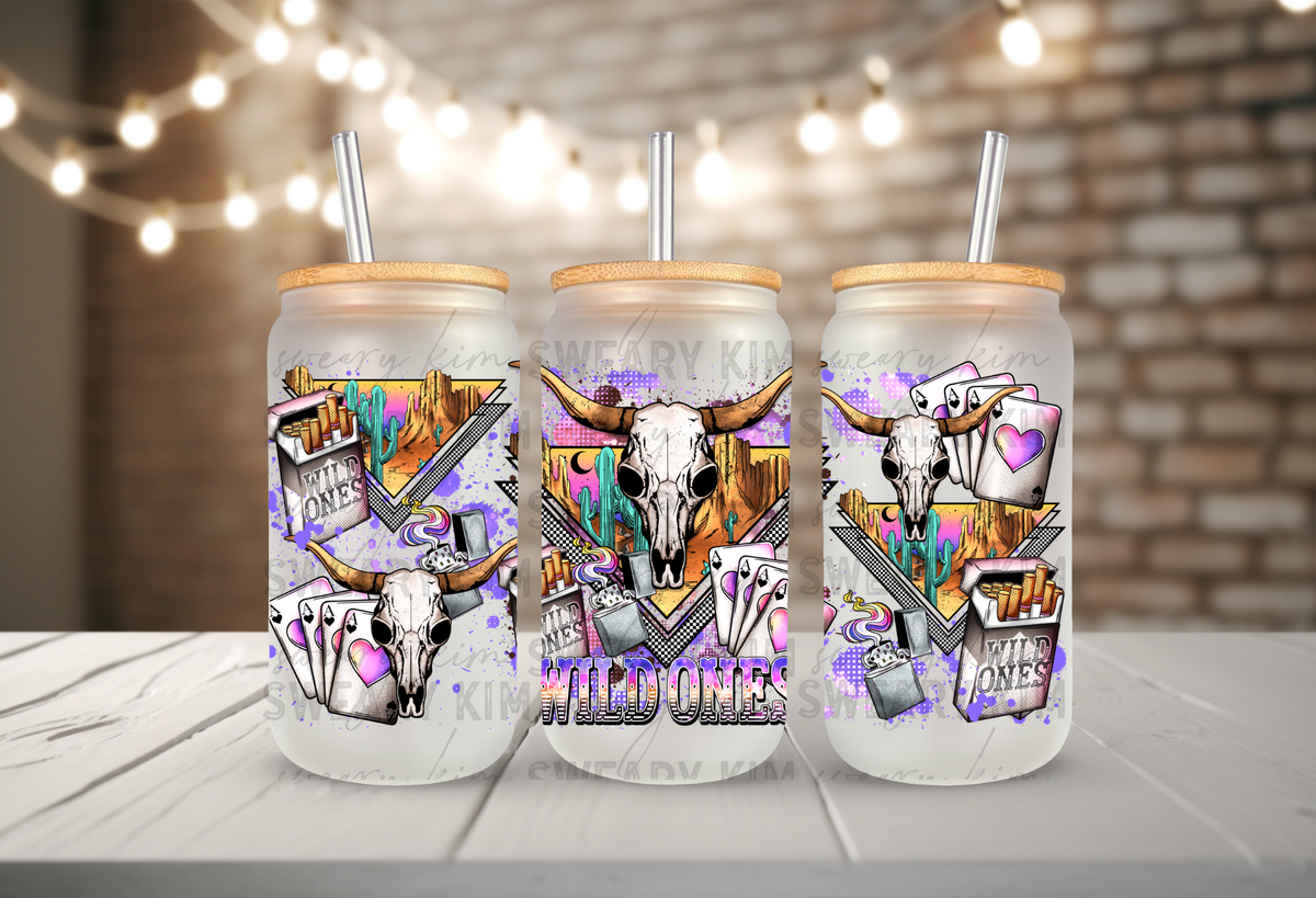 Wild Ones UV Dtf 16oz glass can wrap