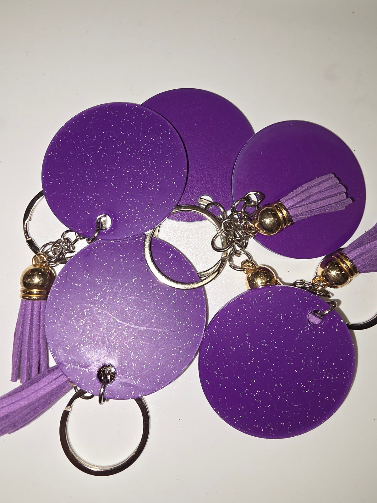 5 Pack Purple Glitter Acrylic Keychain Blanks