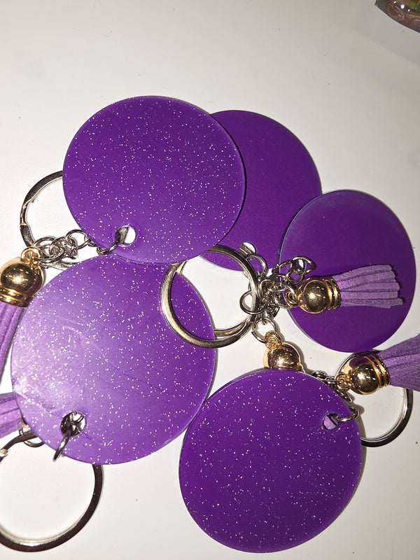 5 Pack Purple Glitter Acrylic Keychain Blanks