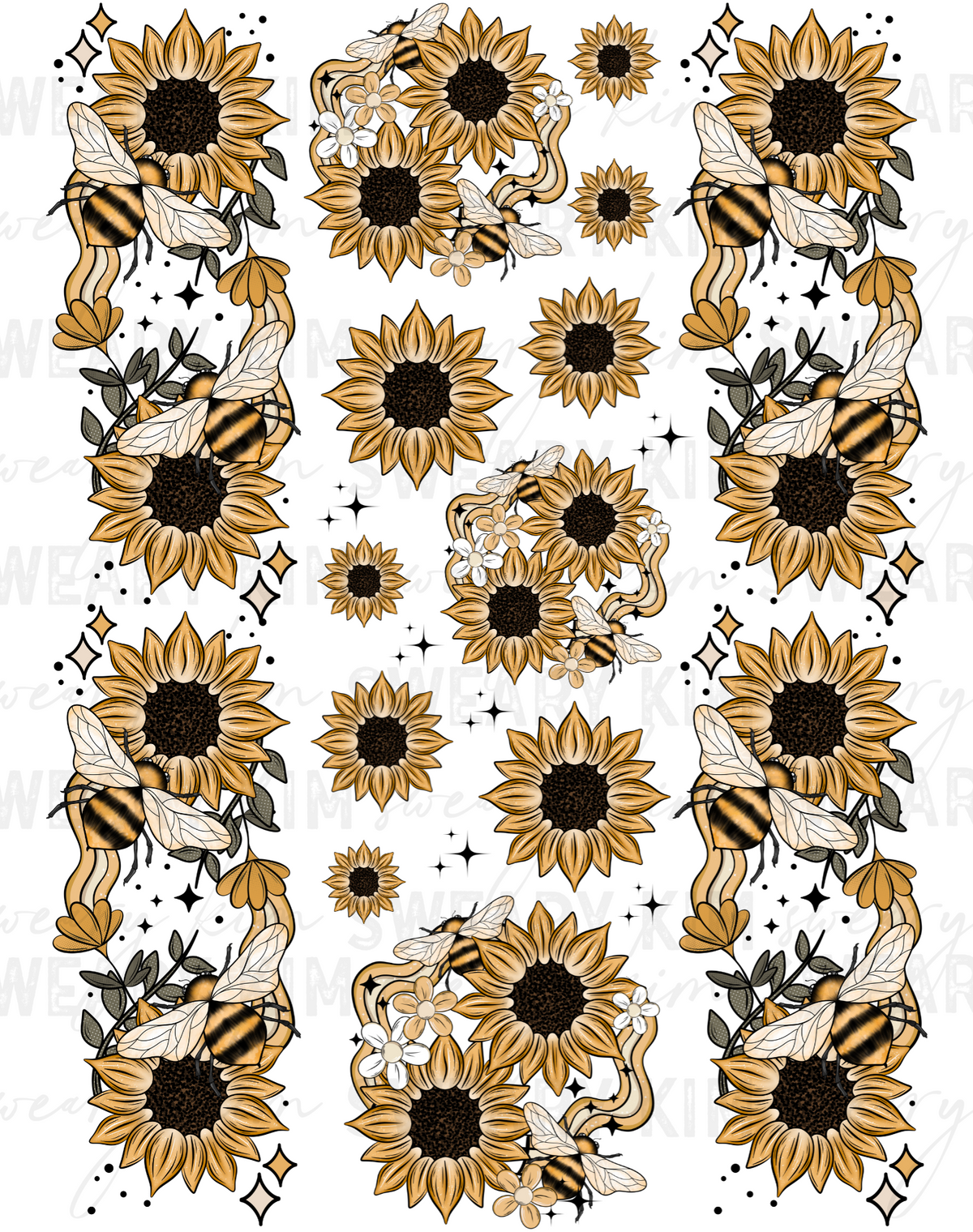 Bee's & Sunflowers UV Dtf Element Sheet