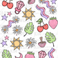 Cherry Pops & Monsteras UV Dtf Element Sheet 7.5inx10.5in