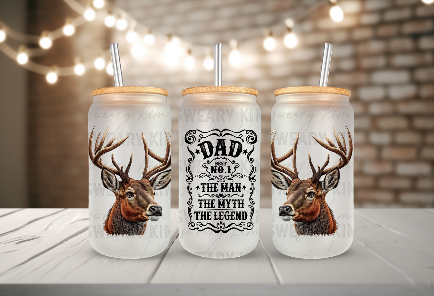 Dad Whiskey Label Deer UV Dtf 16oz glass can wrap