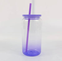 16oz Ombré PLASTIC/ACRYLIC Can w/ Matching Lid & Straw