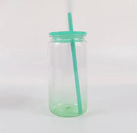 16oz Ombré PLASTIC/ACRYLIC Can w/ Matching Lid & Straw