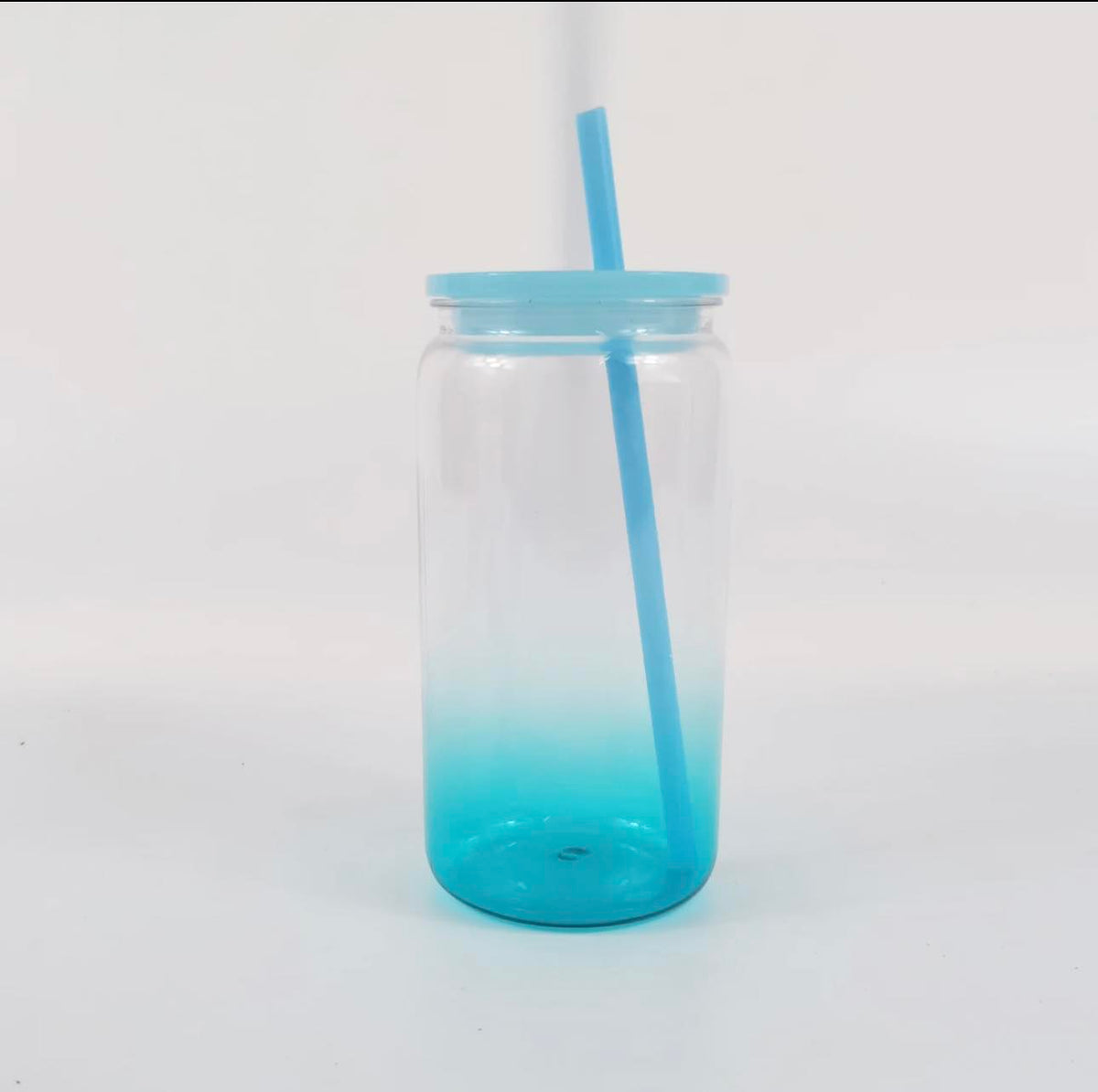 16oz Ombré PLASTIC/ACRYLIC Can w/ Matching Lid & Straw