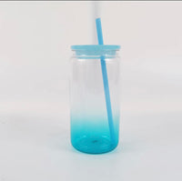 16oz Ombré PLASTIC/ACRYLIC Can w/ Matching Lid & Straw