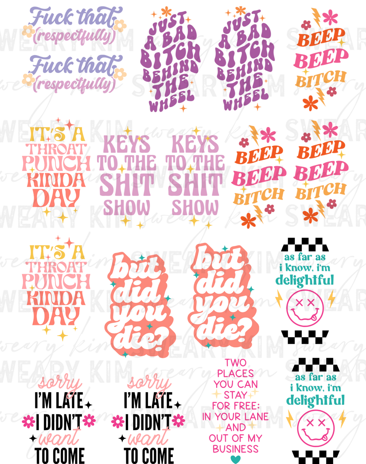 Sassy Motel Keychain UV Dtf Element Sheet