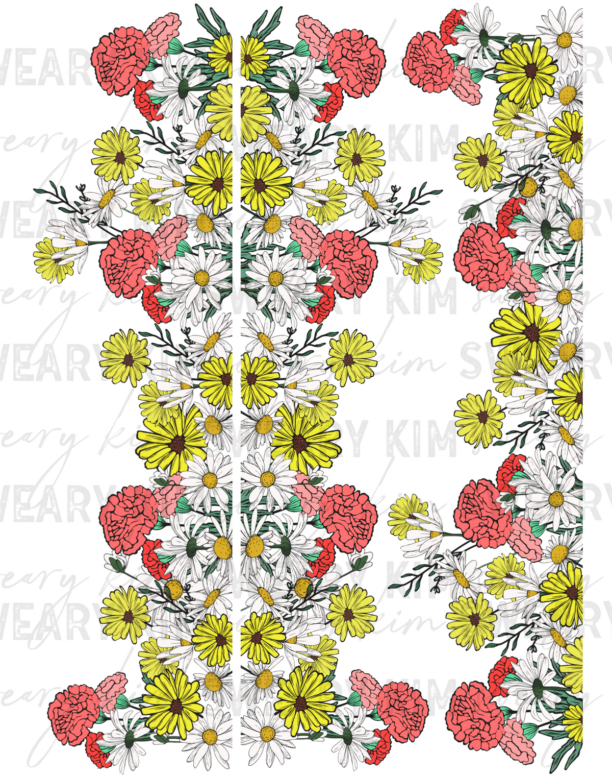 White & Yellow Daisy Floral Borders UV Dtf Element Sheet