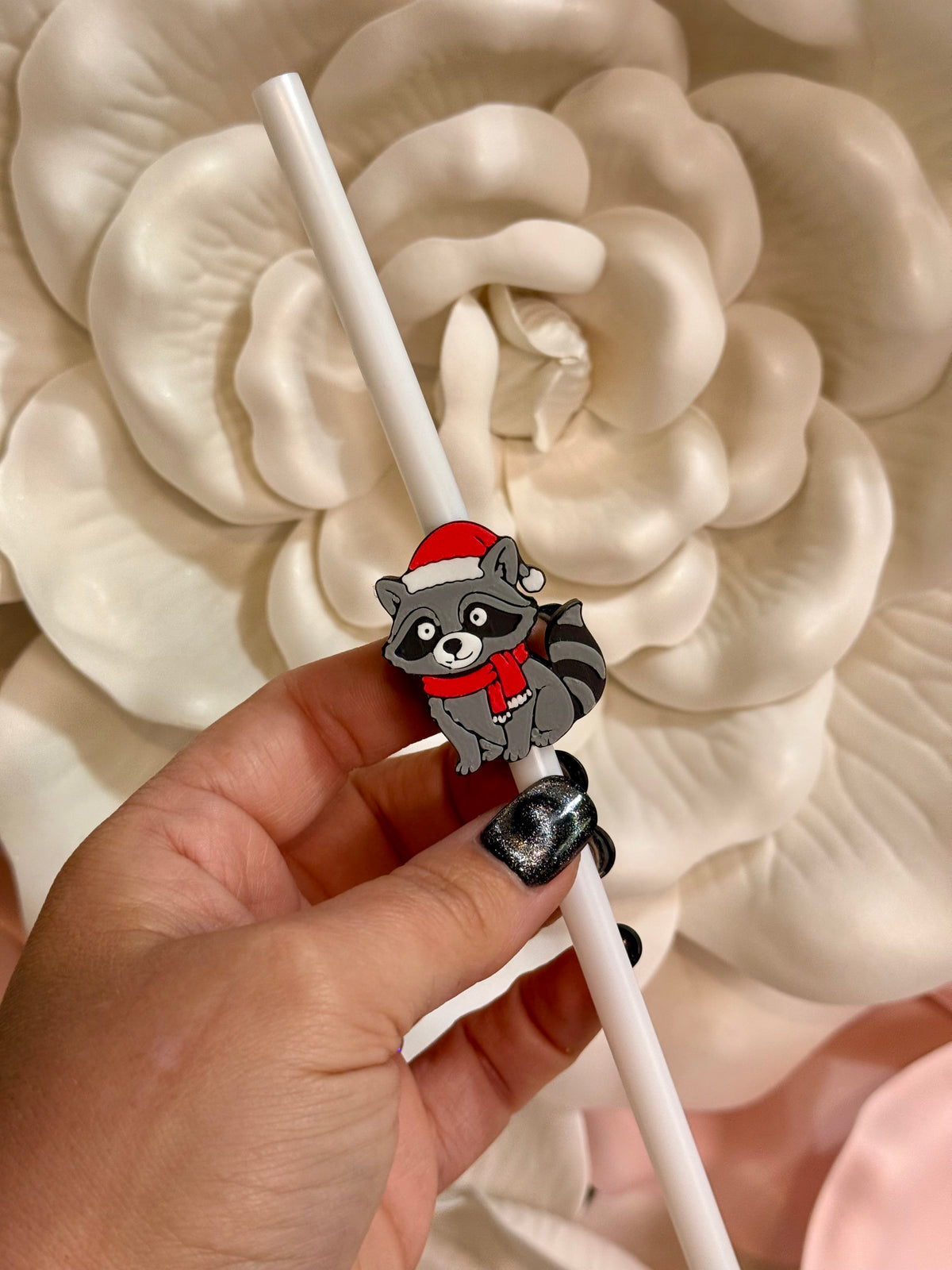 Christmas Raccoon Straw Topper