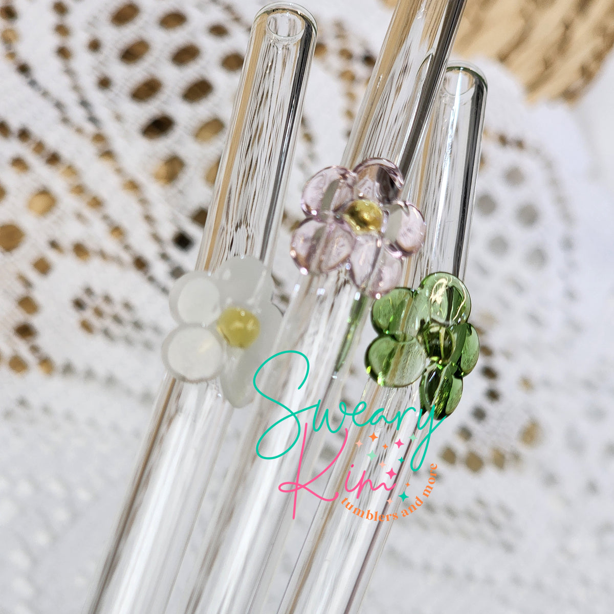 Glass Straws With Charms For 16oz Cans