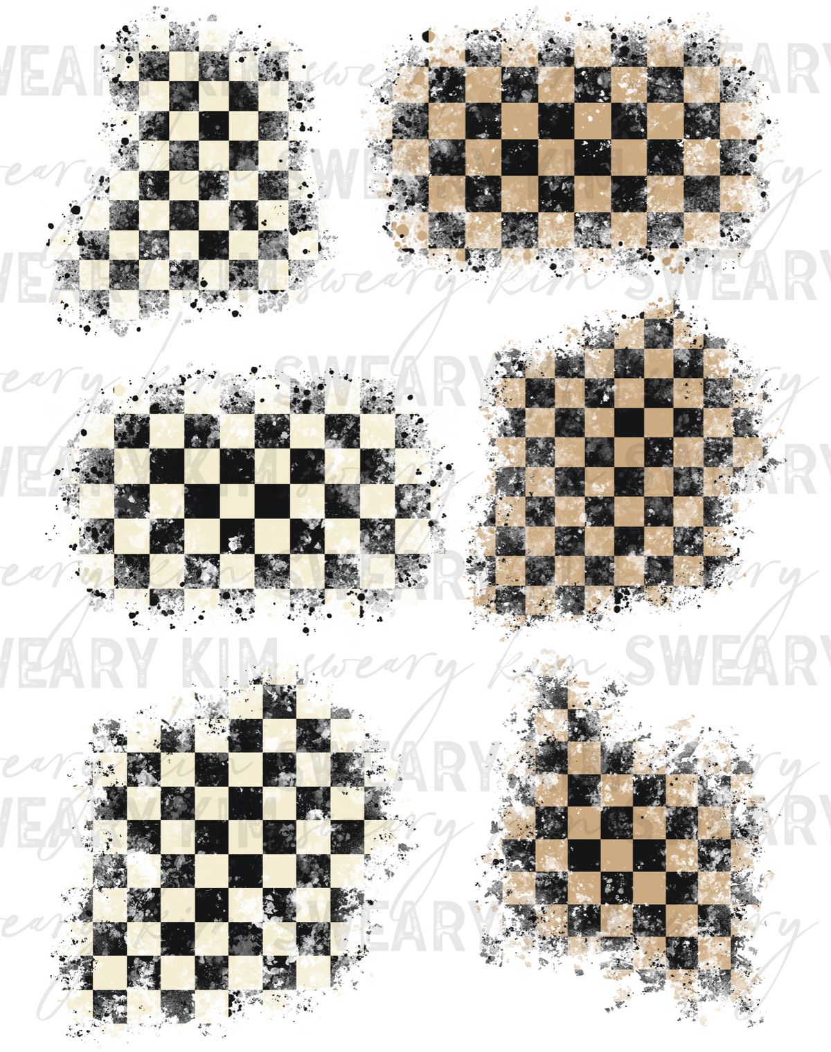 Distressed Checkered Spots UV Dtf Element Sheet
