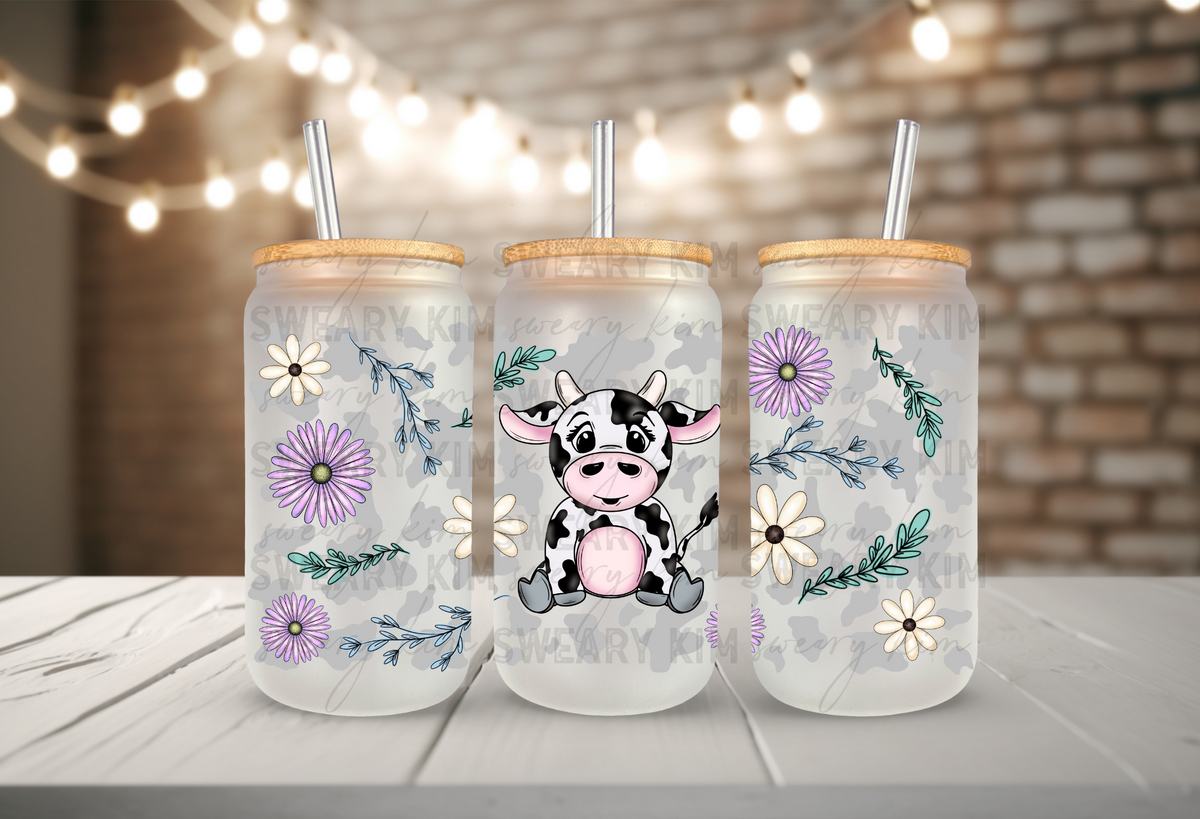 Sweet Cow UV Dtf 16oz glass can wrap