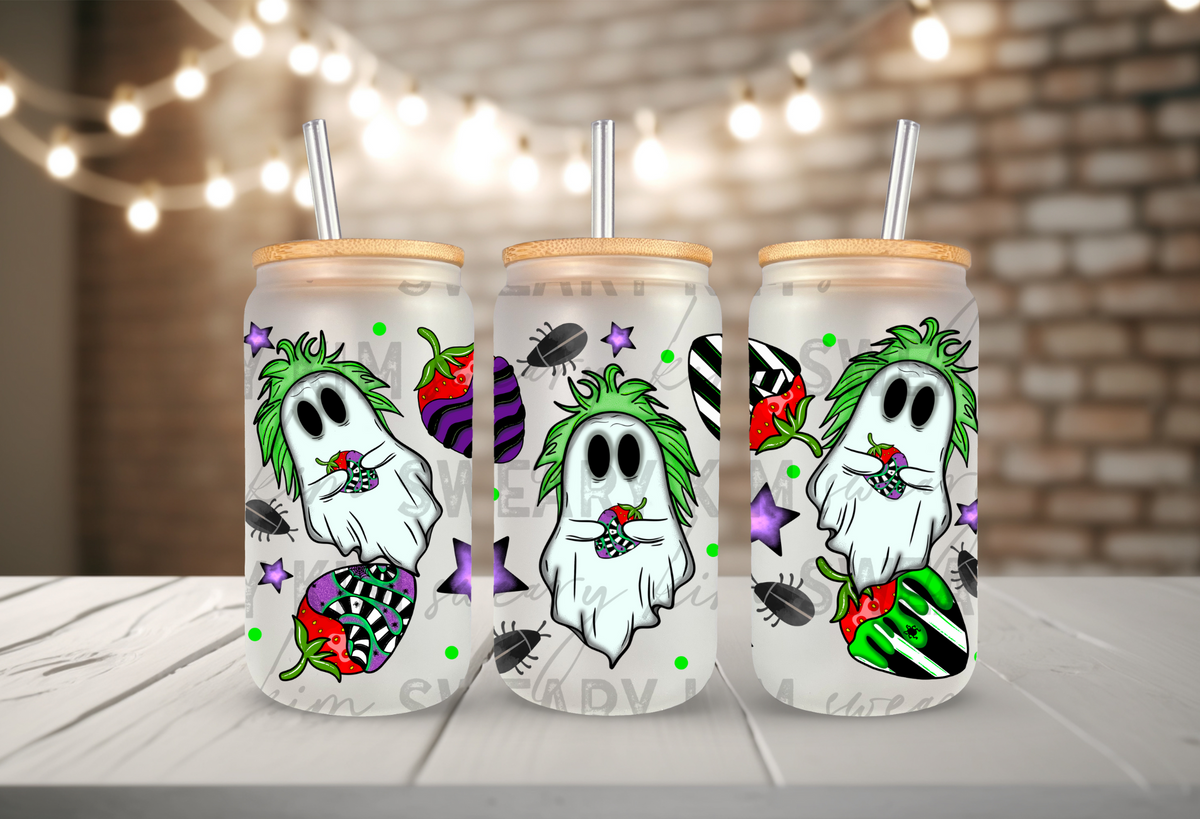 BeetleGhost & Berries UV Dtf 16oz glass can wrap