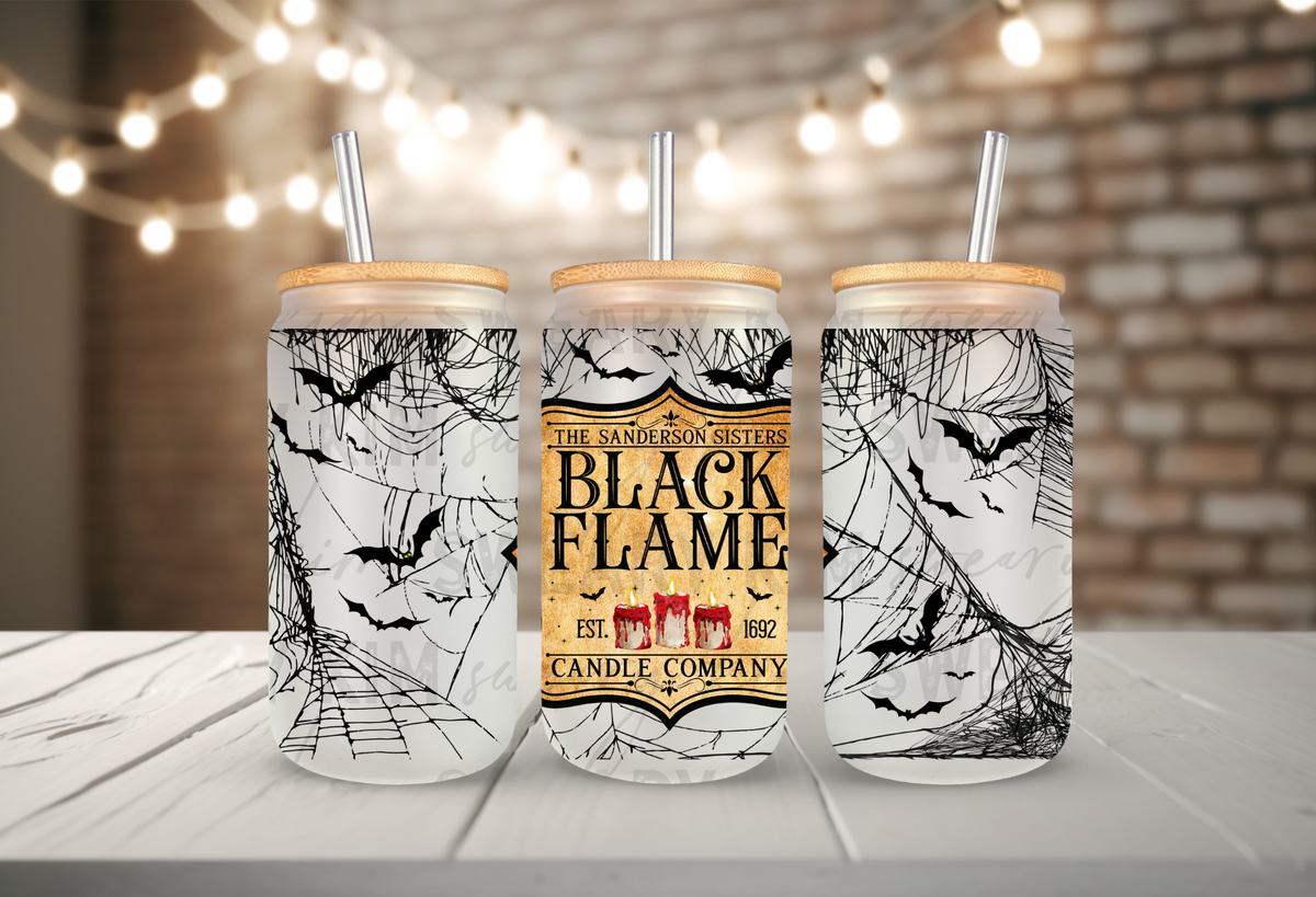 Black Flame Candle Co UV Dtf 16oz glass can wrap