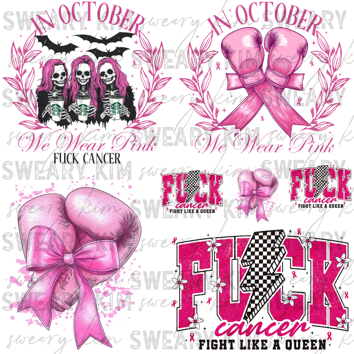 Fuck Cancer In October We Wear Pink UV Dtf Element Sheet