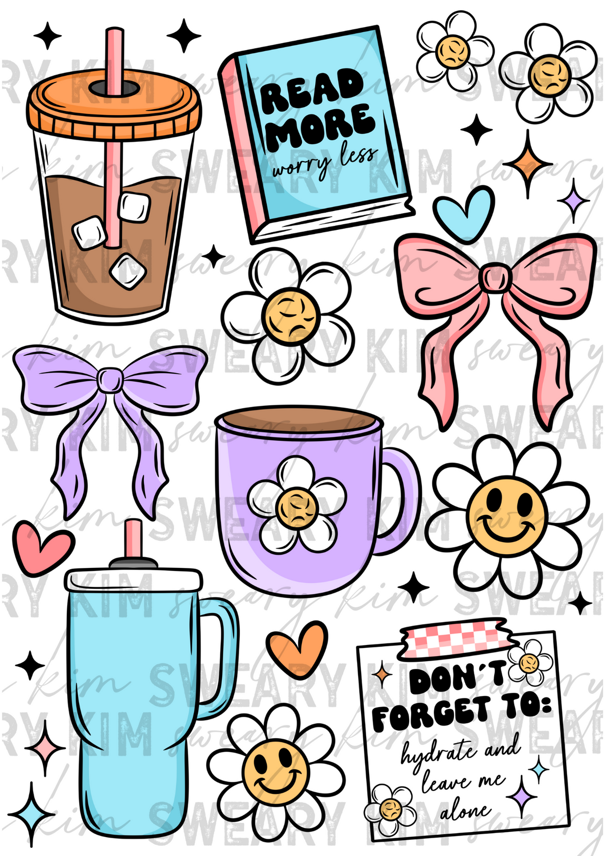 Exclusive Read More & Coffee UV Dtf Element Sheet
