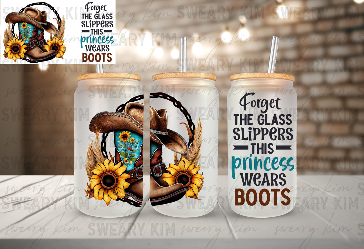 Forget The Glass Slippers UV Dtf 16oz glass can wrap