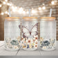 Neutral Floral Butterfly UV Dtf 16oz glass can wrap