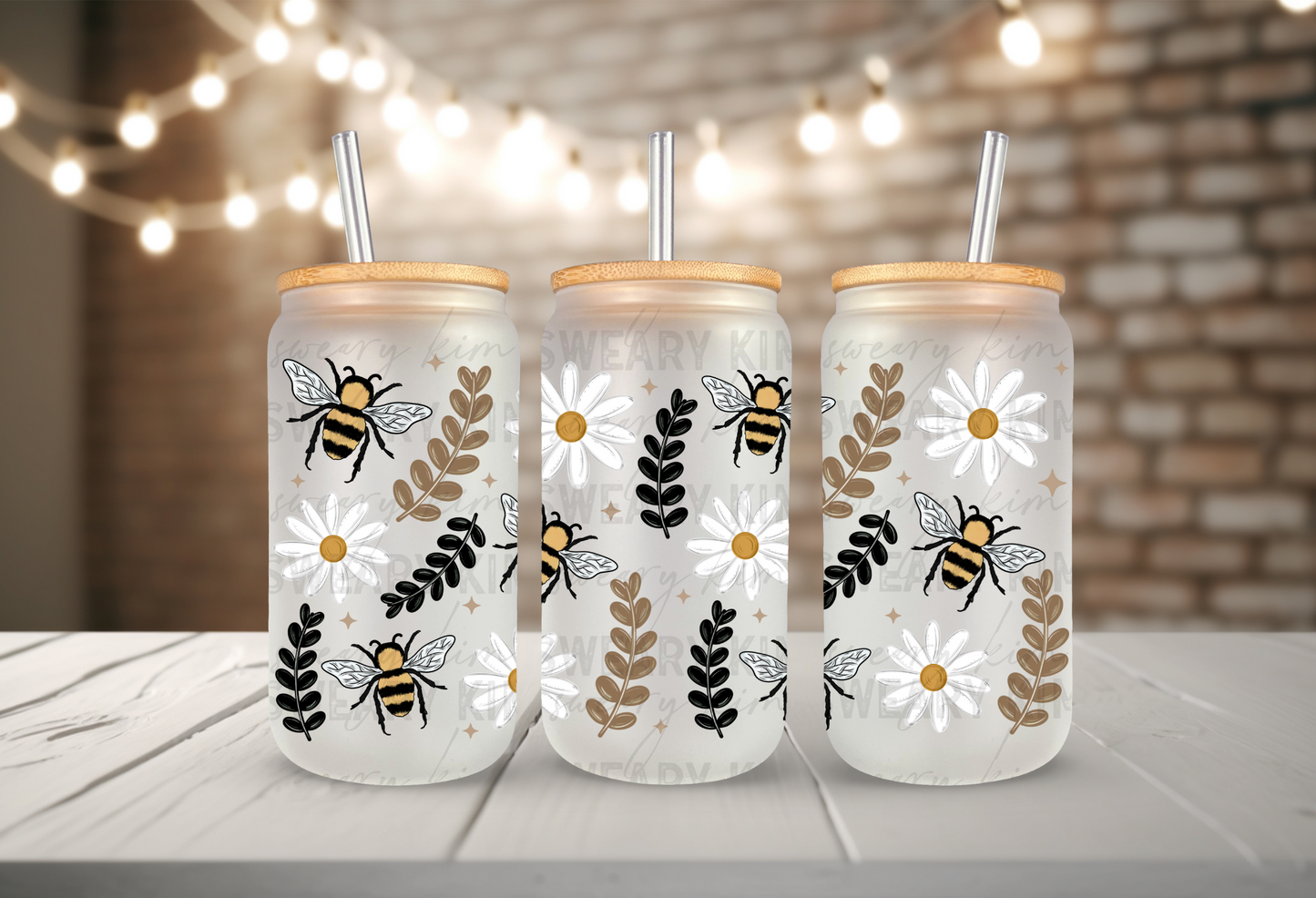 Bee's & Daisy's UV Dtf 16oz glass can wrap