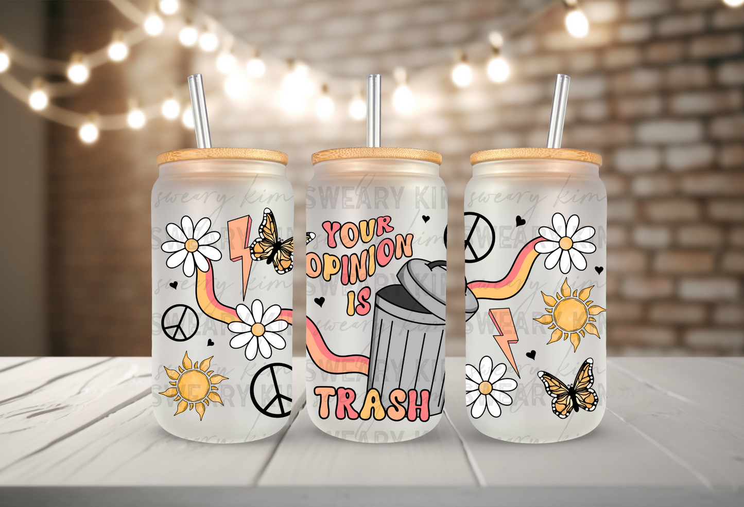 Your Opinion Is Trash UV Dtf 16oz glass can wrap