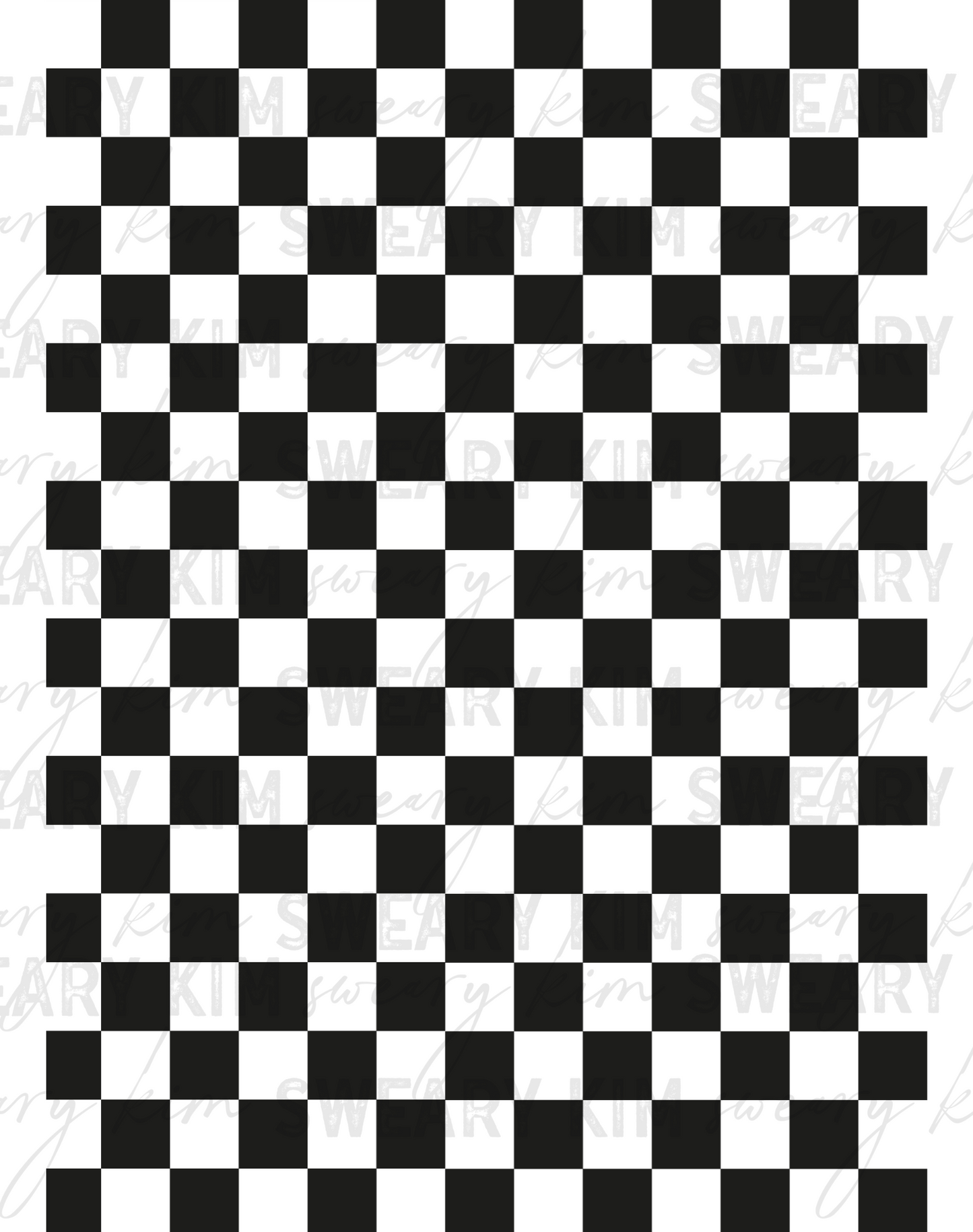 Black Checkered Print UV Dtf Element Sheet 7.5inx10.5in